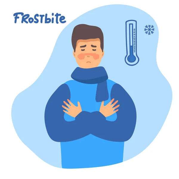 Людина Заморожена Концептуальний Банер Frostbite Мультяшна Ілюстрація Морозостійкого Векторного Концепту — стоковий вектор