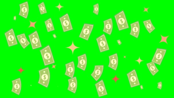 Conjunto de explosiones. Ideal para tu juego. Proyectos de dinero. Animación de alta calidad, 4K. Explosión animada, lluvia de dinero. fondo de dinero en blanco. premio en efectivo, ilustración, dólar en pantalla verde, — Vídeo de stock