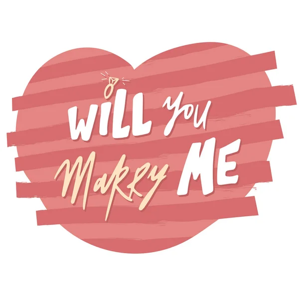 Vill du gifta dig med mig? Nervös stil typografi, på bakgrunden av en rosa hjärta — Stock vektor