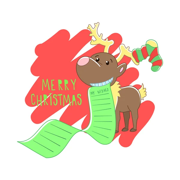 Christmas reindeer illustration. Vector background. — Stock Vector