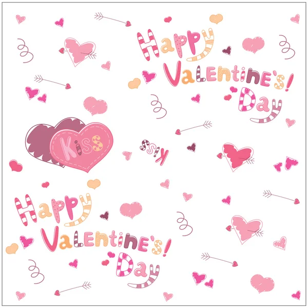 Día de San Valentín. Flechas corazón y letras. ilustración de fondo — Vector de stock