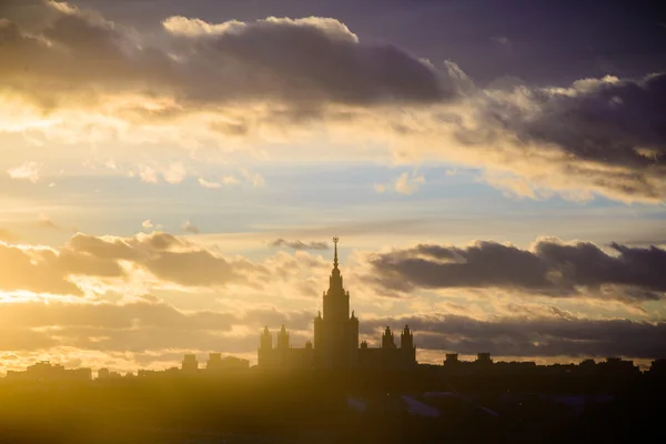 Sunset Moscow State University in winter — Stock Photo, Image