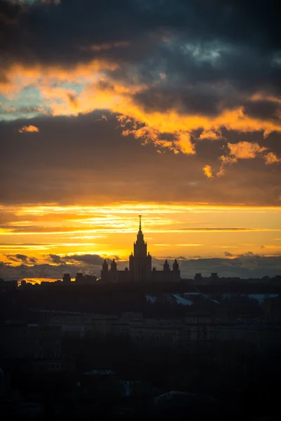 Tramonto Mosca State University in inverno — Foto Stock