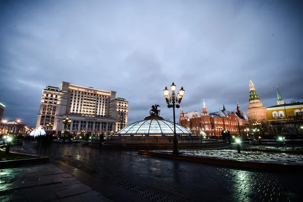 Panorama of Manege Square og Moskva Kreml - Stock-foto