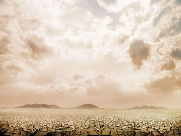 Stort fält av bakade jorden efter en lång torka — Stockfoto