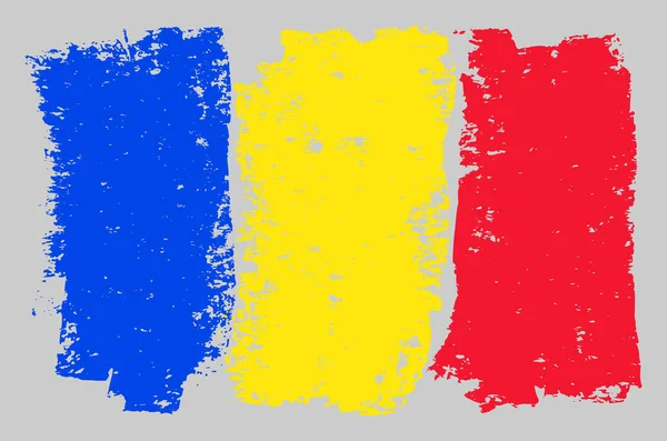 Roumanie Drapeau Charbon Illustration avec Effet Craie — Image vectorielle