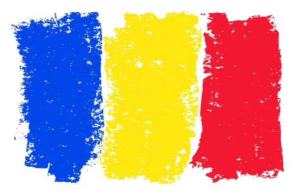 具有粉笔效果的罗马尼亚旗炭图解 — 图库照片