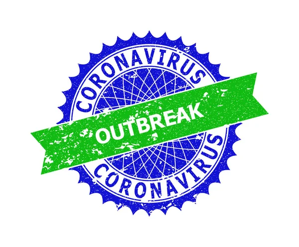 CORONAVIRUS OUTBREAK Bicolor Rosette Distress Watermark — 图库矢量图片
