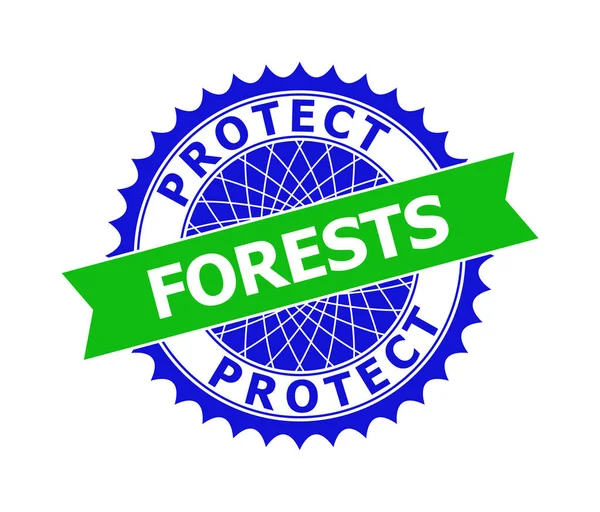 PROTECT FORESTS Bicolor Clean Rosette Template for Watermarks — Archivo Imágenes Vectoriales