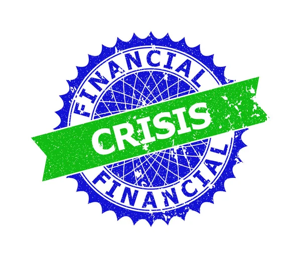 金融危機バイカラーロゼットグランジ切手 — ストックベクタ