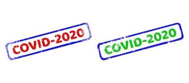 COVID-2020 Çift Renkli Sert Dikdörtgen Mühürleri Çizilmiş Biçimlerle