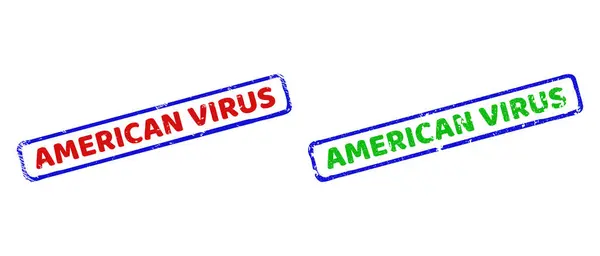 AMERICAN VIRUS Bicolor Прямокутні штампи з нечистими стилями — стоковий вектор