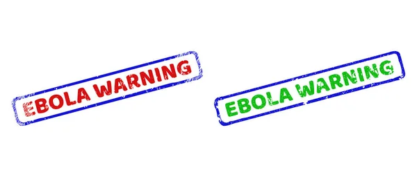 EBOLA WARNING Bicolor Rough Rectangle Stamp Seals with Scratched Surfaces — 스톡 벡터