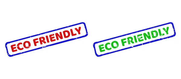 具有遇险面的ECO FRIENDLY双彩色粗面矩形水印 — 图库矢量图片