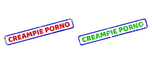 CREAMPIE PORNO Bicolor Rough retangular selo selos com superfícies de borracha — Vetor de Stock