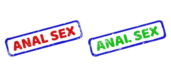 ANAL SEX Bicolor Rough Rectangle Seals with Unclear Styles — стоковий вектор