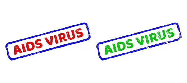 AIDS VIRUS Bicolor Sellos rectangulares ásperos con estilos grunge — Archivo Imágenes Vectoriales