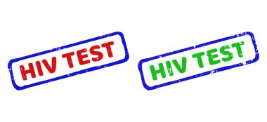 HIV Testi İki Renkli Sert Dikdörtgen Mühürleri Grunge Biçimleriyle
