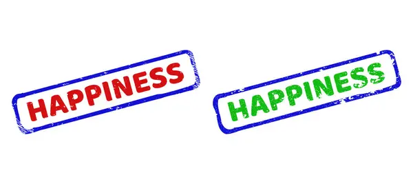 带应力结构的HAPPINESS双彩色粗矩形密封件 — 图库矢量图片