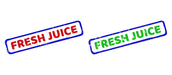 FRESH JUICE Двухцветные грубые прямоугольные печати с нечистыми поверхностями — стоковый вектор