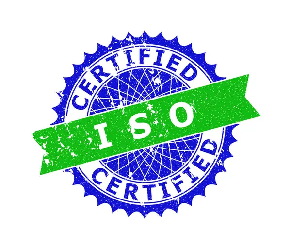ISO CERTIFIED Bicolor Rosette pürüzlü Filigran — Stok Vektör