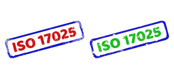 ISO 17025 Bicolor Rough Rectangle Seals with Grunged Surfaces — Stock Vector