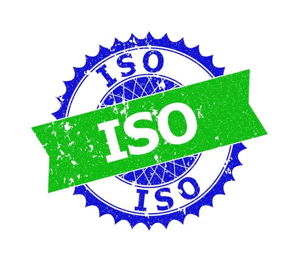 ISO Bicolor Rosette Grunge Stempel — Stockvector