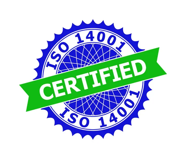 ISO 14001 ΠΙΣΤΟΠΟΙΗΜΕΝΟ πρότυπο Bicolor Clean Rosette για σφραγίδες — Διανυσματικό Αρχείο