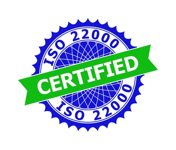 ISO 22000 CERTIFIED Bicolor Clean Rosette-sjabloon voor afdichtingen — Stockvector