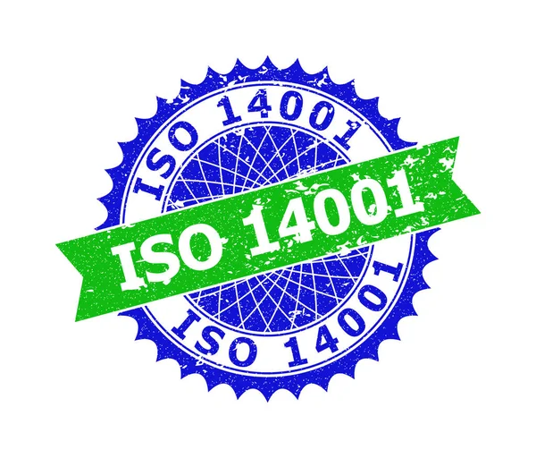 ISO 14001 Bicolor Rosette Rubber Stamp — Stock Vector
