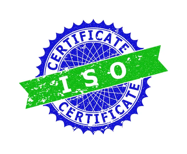 ISO-CERTIFICAAT Tweekleurige Rosette Rubber Stempel — Stockvector