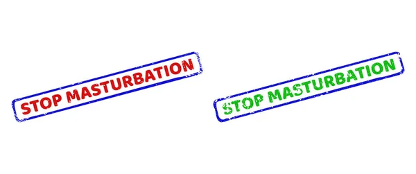 STOP MASTURBATION Dvoubarevné hrubé obdélníkové známky s nečistými styly — Stockový vektor