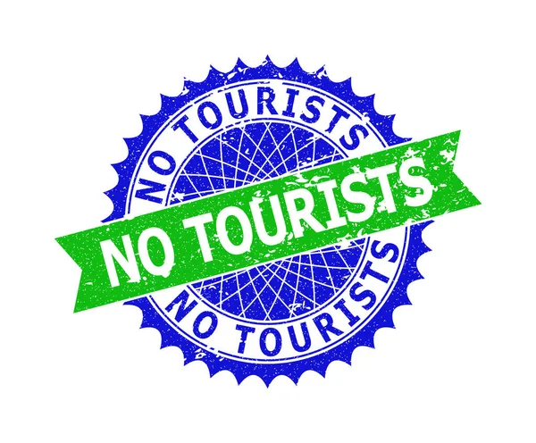 NO TOURISTS Bicolor Rosette Unclean Watermark — Vetor de Stock