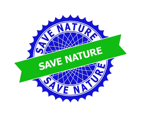 SAVE NATURE Modèle de rosette propre bicolore pour filigranes — Image vectorielle