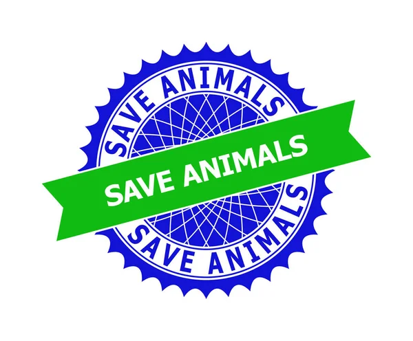 SAVE ANIMALS Modèle de rosette propre bicolore pour timbres — Image vectorielle
