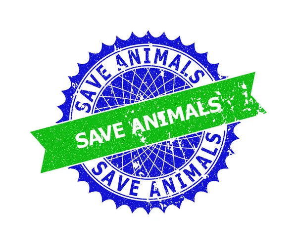 SAVE ANIMALS Rosette bicolore timbre ondulé — Image vectorielle