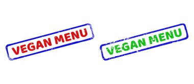 VEGAN MENU İki Renkli Sert Dikdörtgen Damgalı Aşınmış Dokular