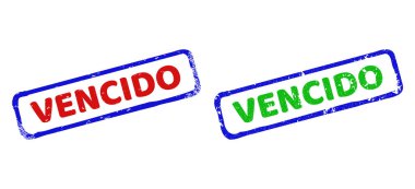 VENCIDO İki Boyutlu Sert Dikdörtgen Damga Mührü Grunge Biçimleriyle