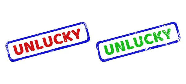 UNLUCKY Bicolore Rude Rectangle Timbres joints avec des styles corrodés — Image vectorielle