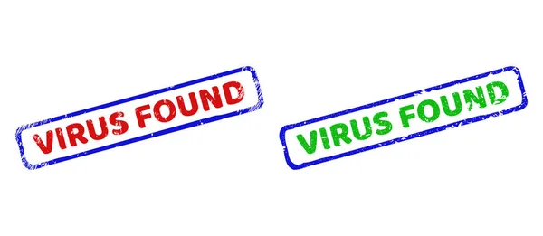 VIRUS FOUND双彩色粗矩形邮票(贴有遇险面) — 图库矢量图片