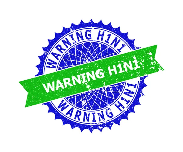 ADVERTENCIA H1N1 Roseta bicolor con sello — Vector de stock