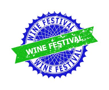 Şarap Şenliği İki Renkli Rosette Grunge Mühür Mührü