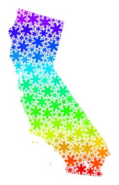 Gökkuşağı Gradyan Taze Mozaik Kaliforniya Kar Taneleri Eyalet Haritası