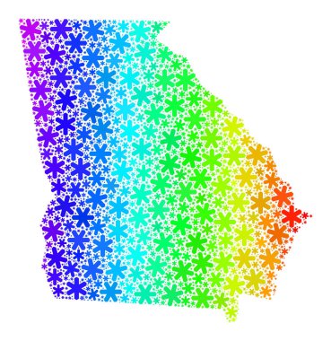 Spektrum Gradyatlı Noel Mozaiği Georgia Kar Taneleri Eyalet Haritası