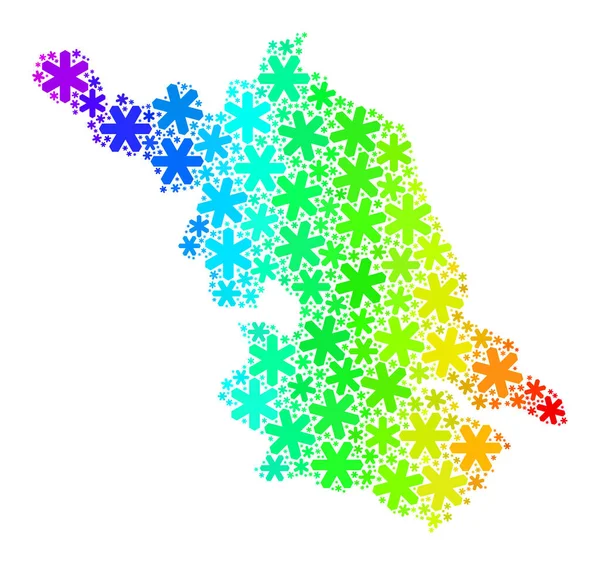 スペクトル勾配氷モザイク江蘇省地図雪のフレーク — ストックベクタ