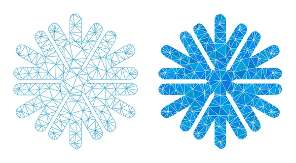 Copo de nieve poligonal y malla icono — Vector de stock