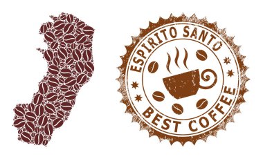Espirito Santo Eyaleti Mozaik Haritası En İyi Kahve İçin Kahve ve Grunge Stamp