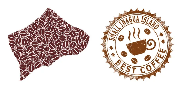 コーヒーとスクラッチ賞を受賞した小さなイナグア島のモザイクマップ — ストックベクタ