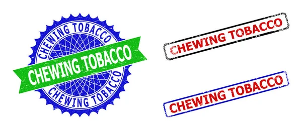 TOBACCO DE CHEWING Rosette et Rectangle Badges bicolores avec styles Grunge — Image vectorielle