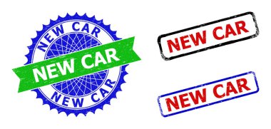 NEW CAR Rosette ve Dikdörtgen İki Renkli Damgalar